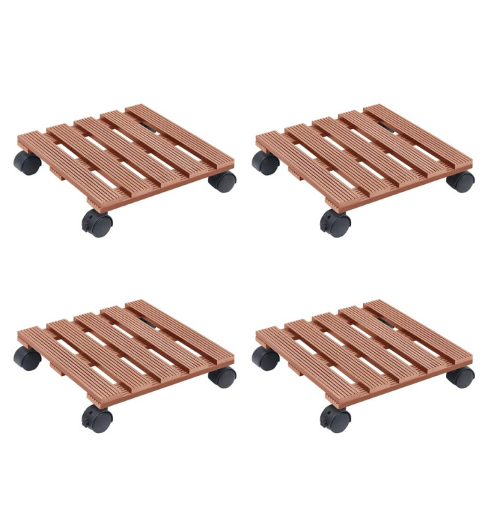 Chariots à plantes 4 pcs Marron 30x30x7,5 cm WPC | Mobilier & Déco