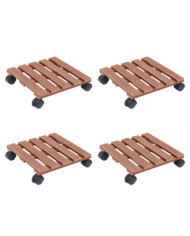 Chariots à plantes 4 pcs Marron 30x30x7,5 cm WPC | Mobilier & Déco