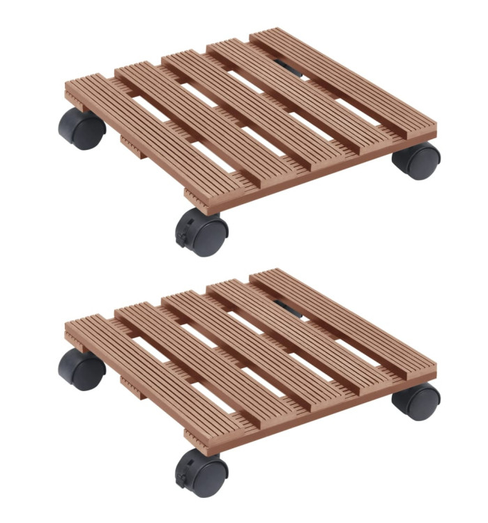 Chariots à plantes 2 pcs Marron 30x30x7,5 cm WPC | Mobilier & Déco