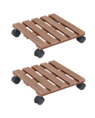 Chariots à plantes 2 pcs Marron 30x30x7,5 cm WPC | Mobilier & Déco