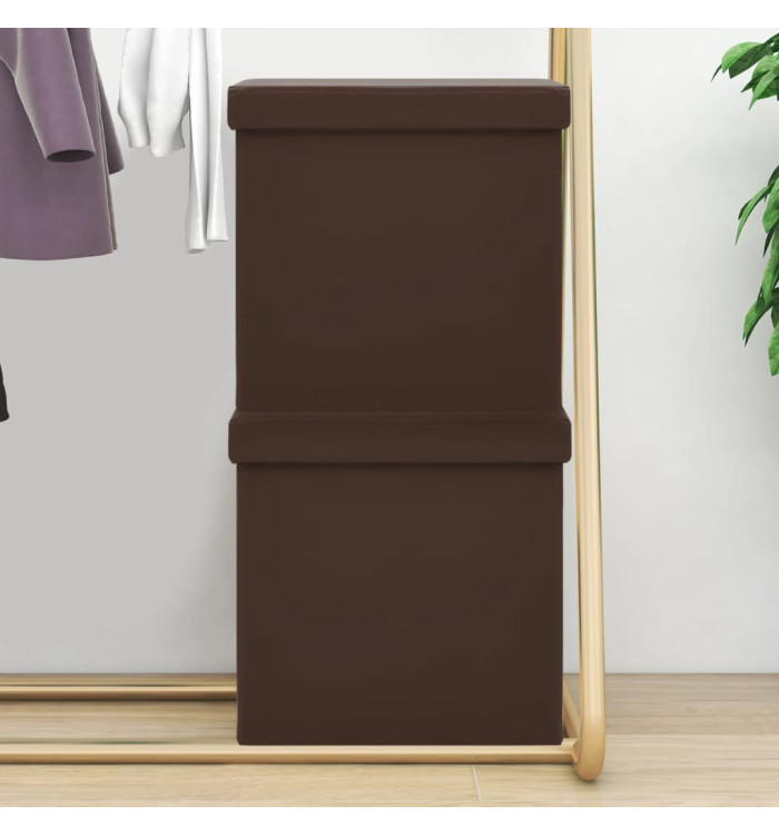 Tabourets de rangement pliables lot de 2 marron PVC | Mobilier & Déco