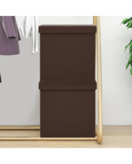 Tabourets de rangement pliables lot de 2 marron PVC | Mobilier & Déco