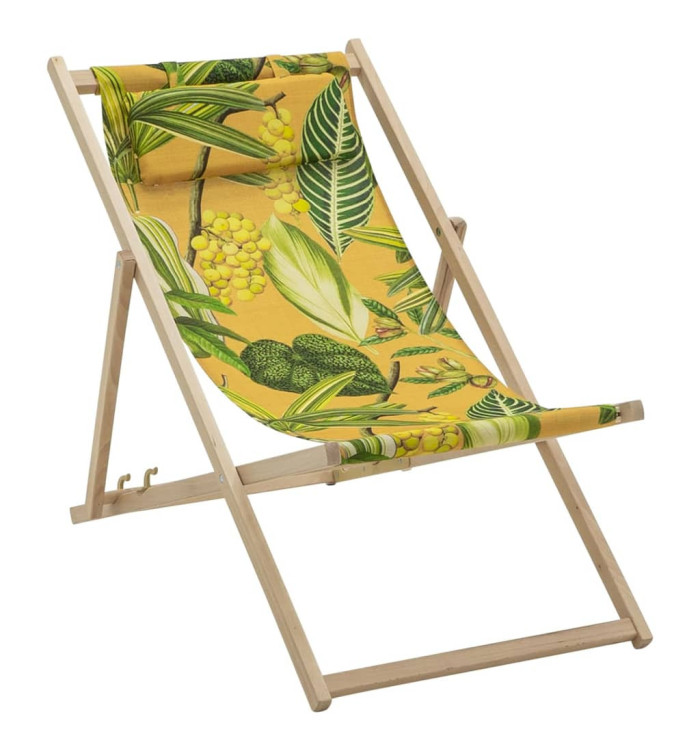 Madison Chaise de plage en bois La Grave 55x90x87 cm jaune | Mobilier & Déco
