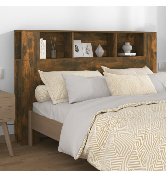 Armoire de tête de lit chêne fumé 160x18,5x104,5 cm | Mobilier & Déco