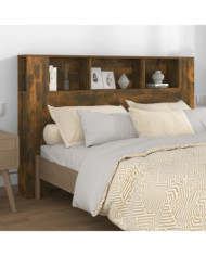 Armoire de tête de lit chêne fumé 160x18,5x104,5 cm | Mobilier & Déco