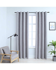 Rideaux occultants avec anneaux en métal 2 pcs Gris 140x225 cm | Mobilier & Déco