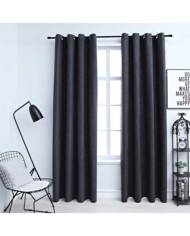 Rideaux occultants avec anneaux Métal 2pcs Anthracite 140x225cm | Mobilier & Déco