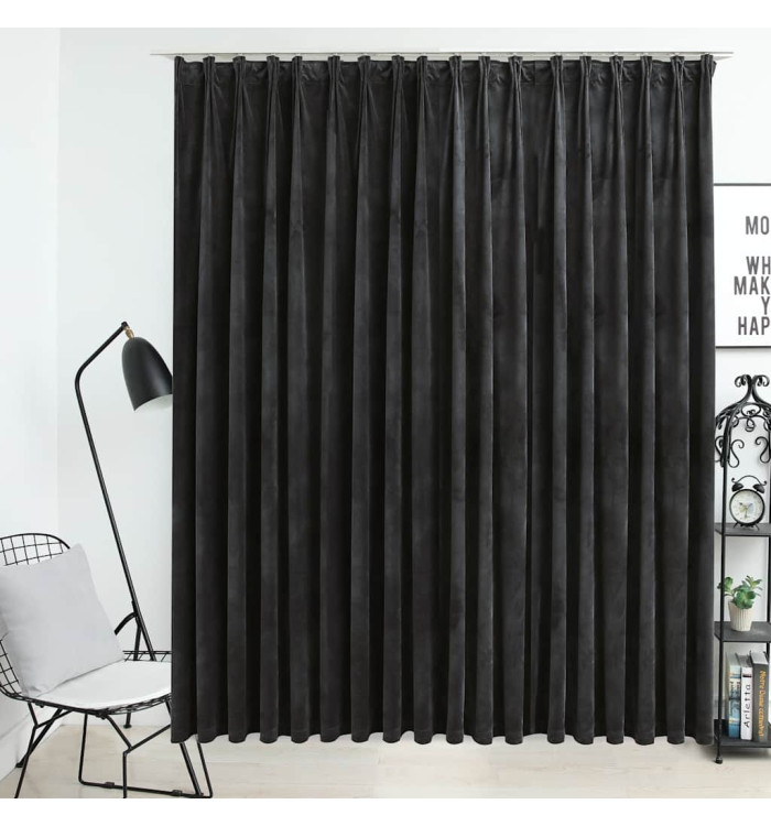 Rideau occultant avec crochets Velours Anthracite 290x245 cm | Mobilier & Déco