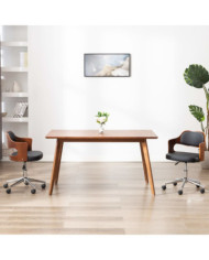 Chaise pivotante de bureau Noir Bois courbé et similicuir | Mobilier & Déco