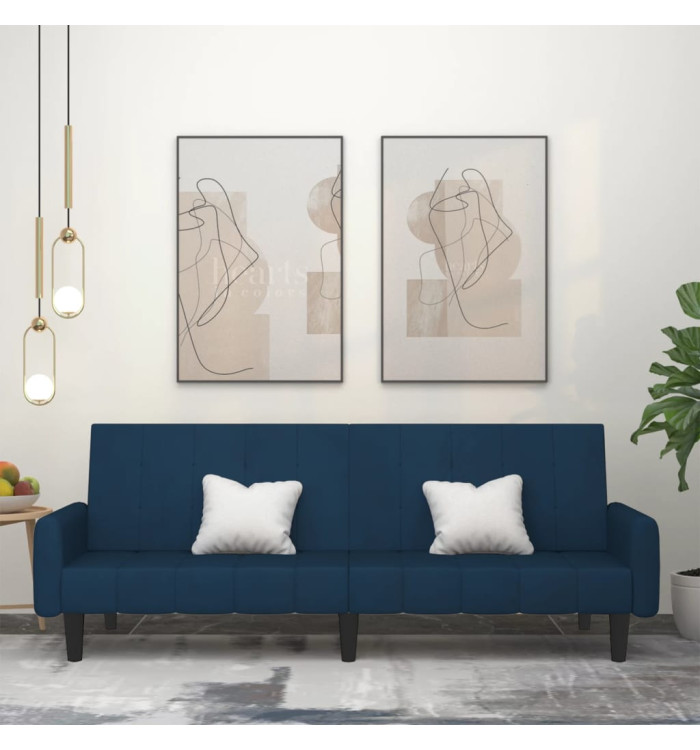Canapé-lit à 2 places Bleu Velours | Mobilier & Déco