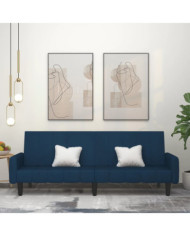Canapé-lit à 2 places Bleu Velours | Mobilier & Déco