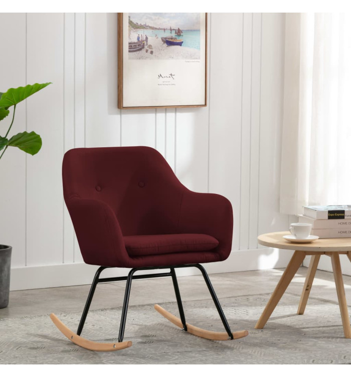 Chaise à bascule Rouge bordeaux Tissu | Mobilier & Déco