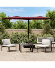 Parasol de jardin à double tête avec LED rouge bordeaux | Mobilier & Déco