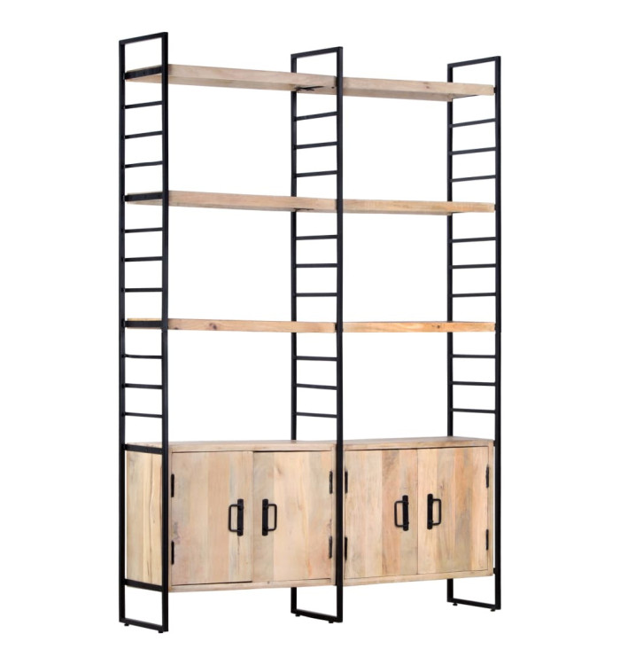 Bibliothèque à 4 niveaux 124x30x180 cm Bois de manguier massif | Mobilier & Déco