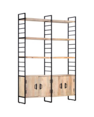 Bibliothèque à 4 niveaux 124x30x180 cm Bois de manguier massif | Mobilier & Déco
