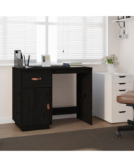 Bureau Noir 95x50x75 cm Bois massif de pin | Mobilier & Déco