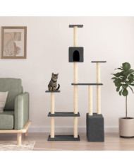 Arbre à chat avec griffoirs en sisal Gris foncé 180 cm | Mobilier & Déco