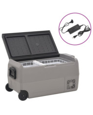 Glacière avec roue et adaptateur noir et gris 36 L PP et PE | Mobilier & Déco
