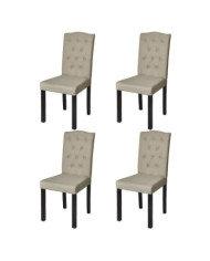 Chaises à manger lot de 4 poil de chameau tissu | Mobilier & Déco