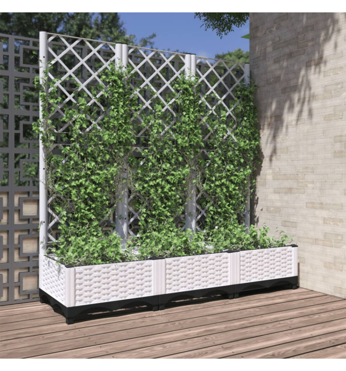 Jardinière avec treillis Blanc 120x40x121,5 cm PP | Mobilier & Déco