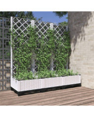 Jardinière avec treillis Blanc 120x40x121,5 cm PP | Mobilier & Déco