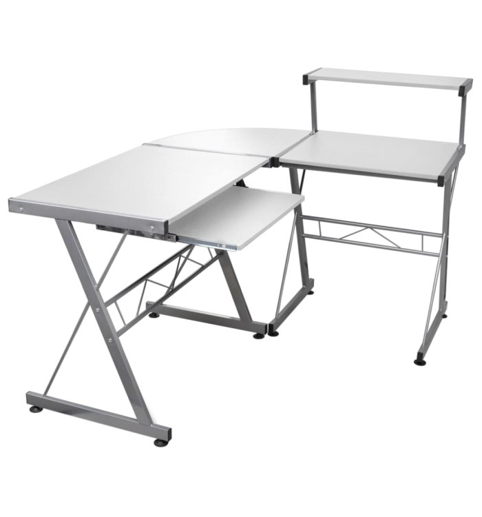 Bureau d'ordinateur d'angle Blanc 132x112x99 cm Bois ingénierie | Mobilier & Déco