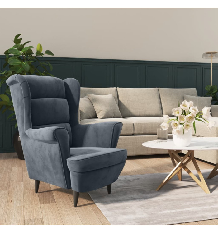 Fauteuil gris foncé velours | Mobilier & Déco
