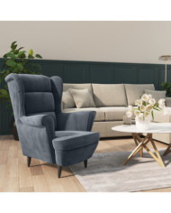 Fauteuil gris foncé velours | Mobilier & Déco