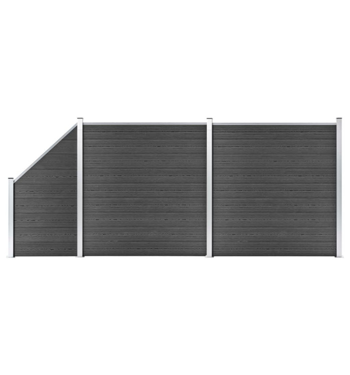 Ensemble de panneau de clôture WPC 446x(105-186) cm Noir | Mobilier & Déco
