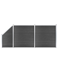 Ensemble de panneau de clôture WPC 446x(105-186) cm Noir | Mobilier & Déco