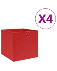 Boîtes de rangement 4 pcs Tissu intissé 28x28x28 cm Rouge | Mobilier & Déco