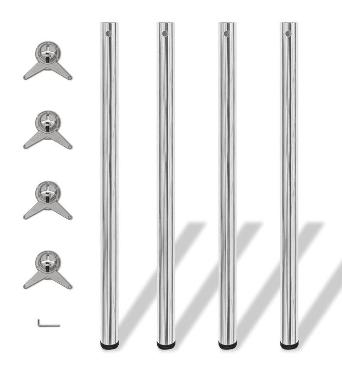 4 pieds de table réglables en hauteur 1100 mm Chromé | Mobilier & Déco