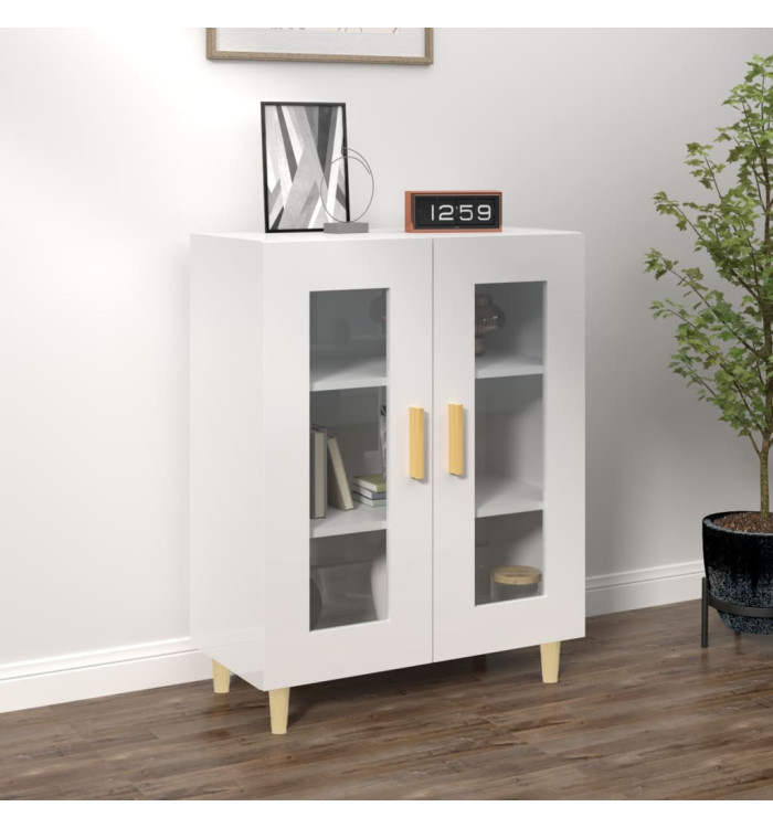 Buffet Blanc brillant 69,5x34x90 cm Bois d'ingénierie | Mobilier & Déco