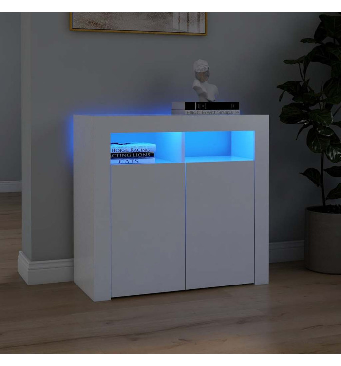 Buffet avec lumières LED Blanc 80x35x75 cm | Mobilier & Déco
