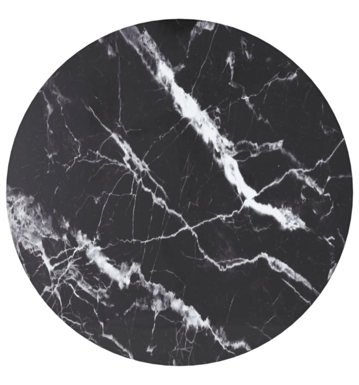 Dessus de table noir Ø30x0,8cm verre trempé avec design marbre | Mobilier & Déco
