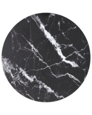 Dessus de table noir Ø30x0,8cm verre trempé avec design marbre | Mobilier & Déco