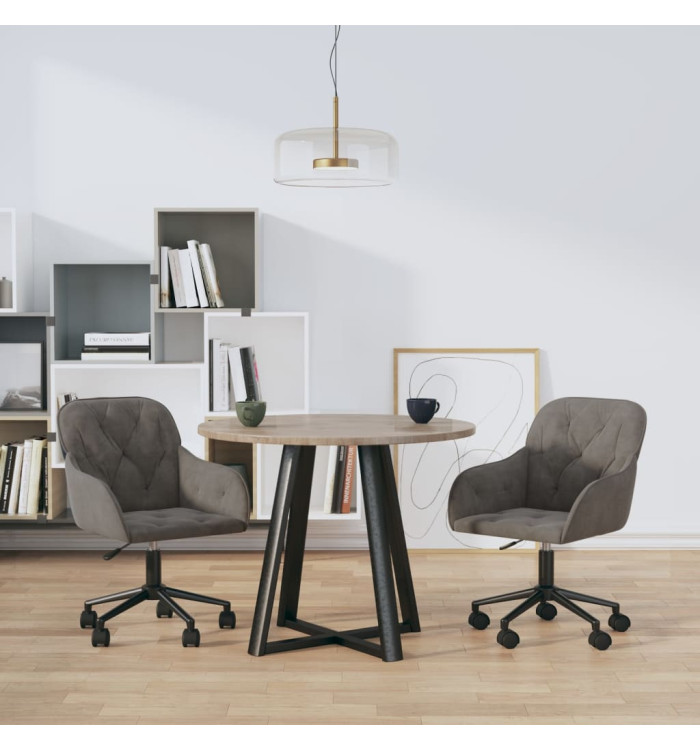 Chaises pivotantes à manger lot de 2 Gris foncé Velours | Mobilier & Déco