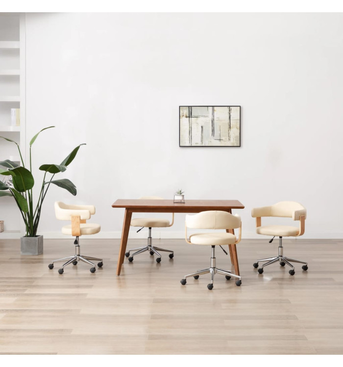 Chaises pivotantes à manger lot de 4 crème similicuir | Mobilier & Déco