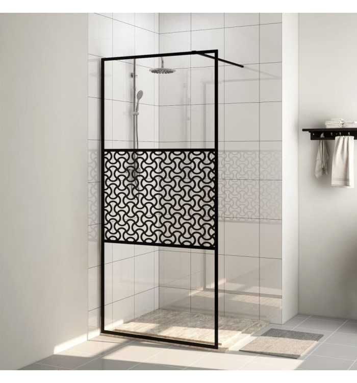 Paroi de douche avec verre ESG transparent 100x195 cm Noir | Mobilier & Déco
