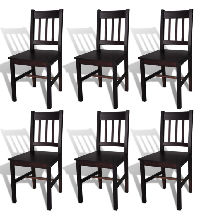 Chaises à manger lot de 6 marron foncé pinède | Mobilier & Déco
