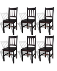 Chaises à manger lot de 6 marron foncé pinède | Mobilier & Déco