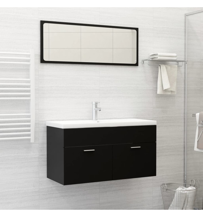 Ensemble de meubles de salle de bain Noir Aggloméré | Mobilier & Déco