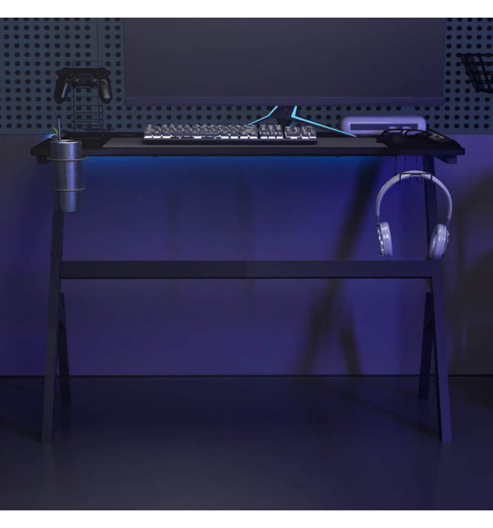 Bureau de jeu à LED en forme de Y noir 110x60x75 cm | Mobilier & Déco