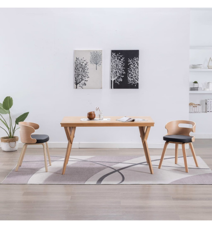 Chaises à manger lot de 2 noir bois courbé et similicuir | Mobilier & Déco