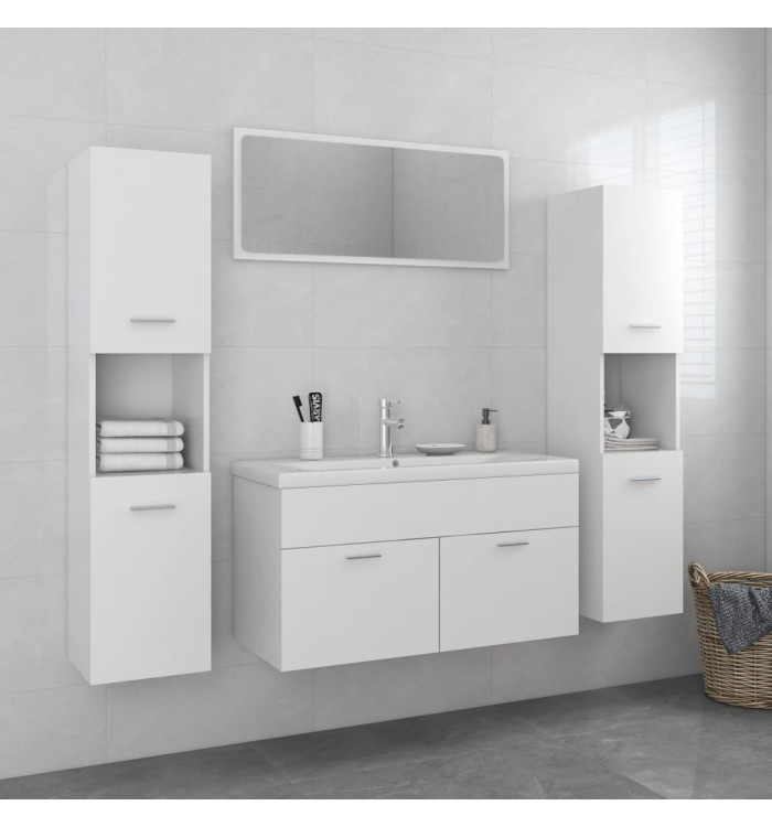 Ensemble de meubles de salle de bain Blanc Bois d'ingénierie | Mobilier & Déco