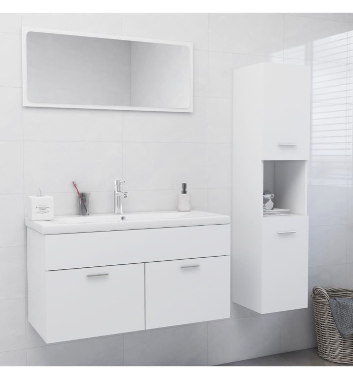 Ensemble de meubles de salle de bain Blanc Bois d'ingénierie | Mobilier & Déco