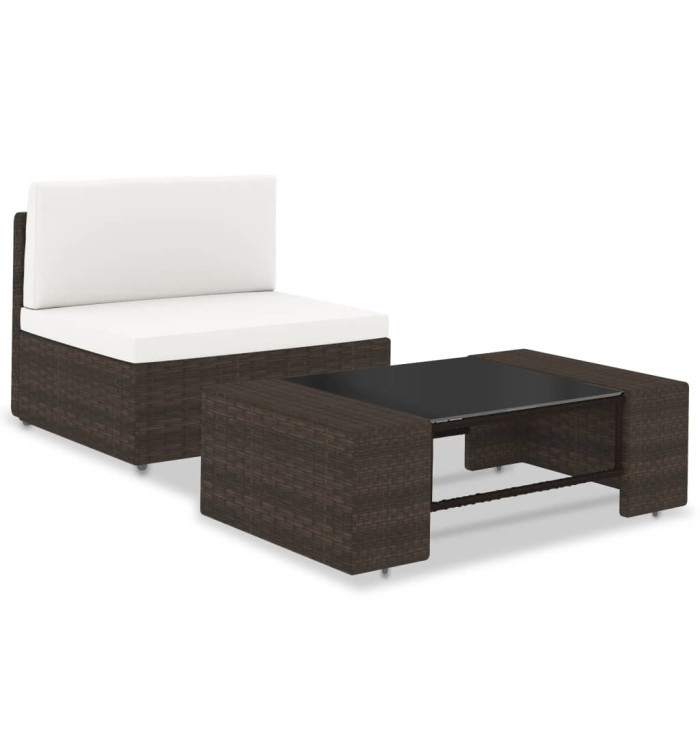 Salon de jardin 2 pcs Résine tressée Marron | Mobilier & Déco