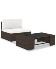 Salon de jardin 2 pcs Résine tressée Marron | Mobilier & Déco