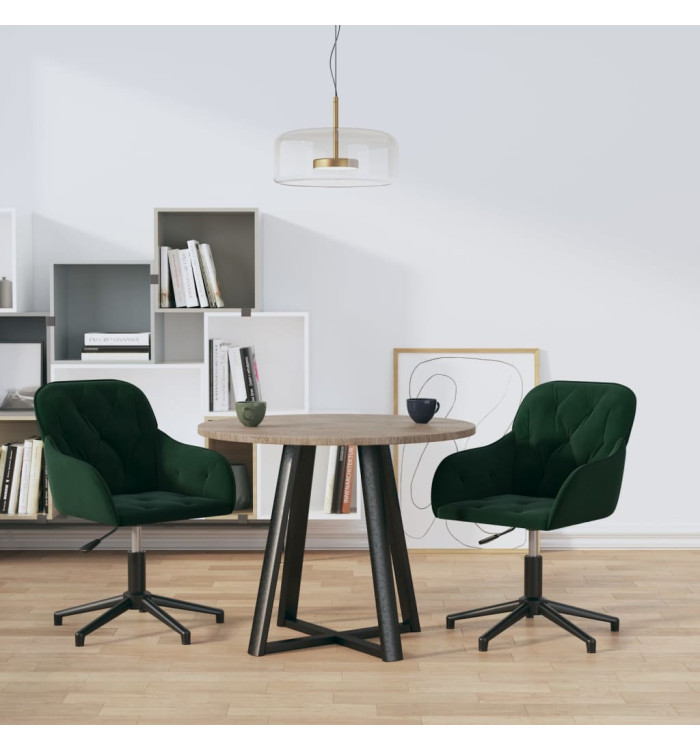 Chaises pivotantes à manger lot de 2 Vert foncé Velours | Mobilier & Déco