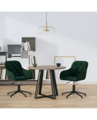 Chaises pivotantes à manger lot de 2 Vert foncé Velours | Mobilier & Déco